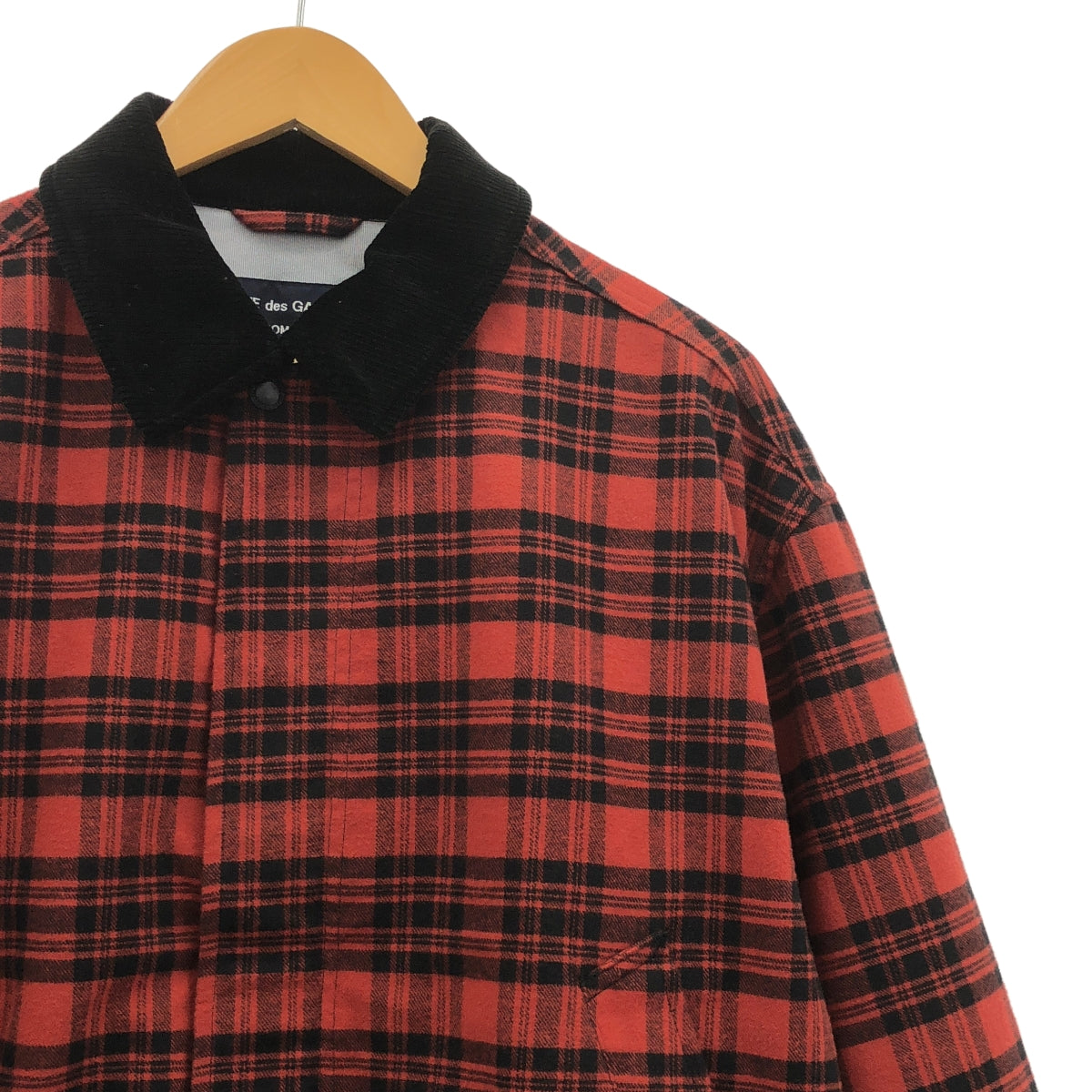 COMME des GARÇONS HOMME | 2024 秋冬 |棉質法蘭絨格紋 3 層束腰外套 |尺寸 M |