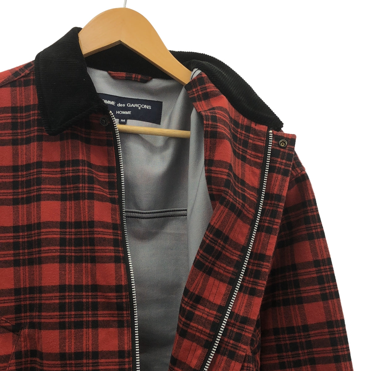 COMME des GARÇONS HOMME | 2024 秋冬 |棉質法蘭絨格紋 3 層束腰外套 |尺寸 M |