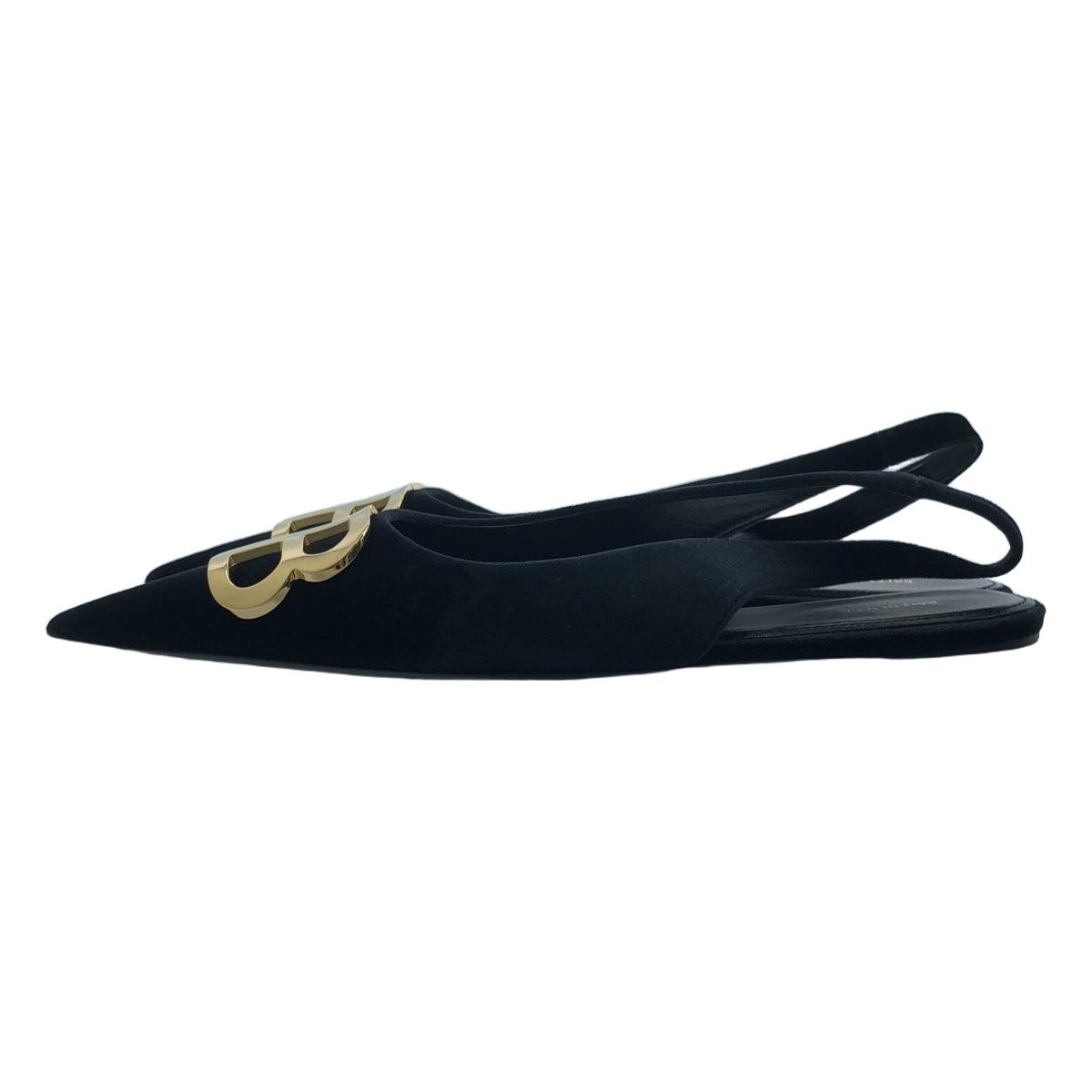 【新品】  BALENCIAGA / バレンシアガ | BBロゴ ポインテッドトゥ フラットパンプス | 37.5 | ネイビー | レディース