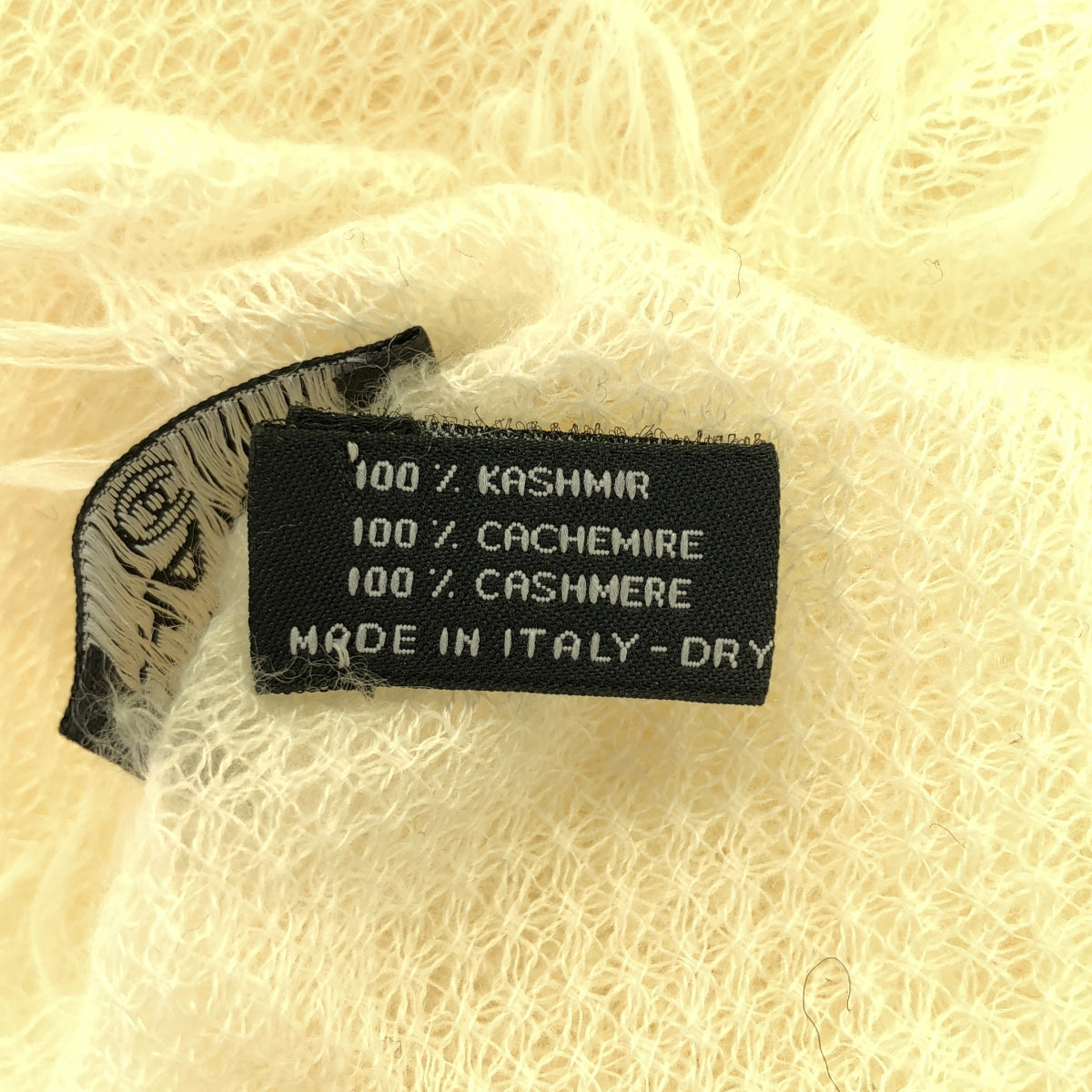 【美品】  CHANEL / シャネル | cashmere 100％ / カシミヤ ココマーク フリンジ 大判 ストール マフラー | エクリュ | レディース
