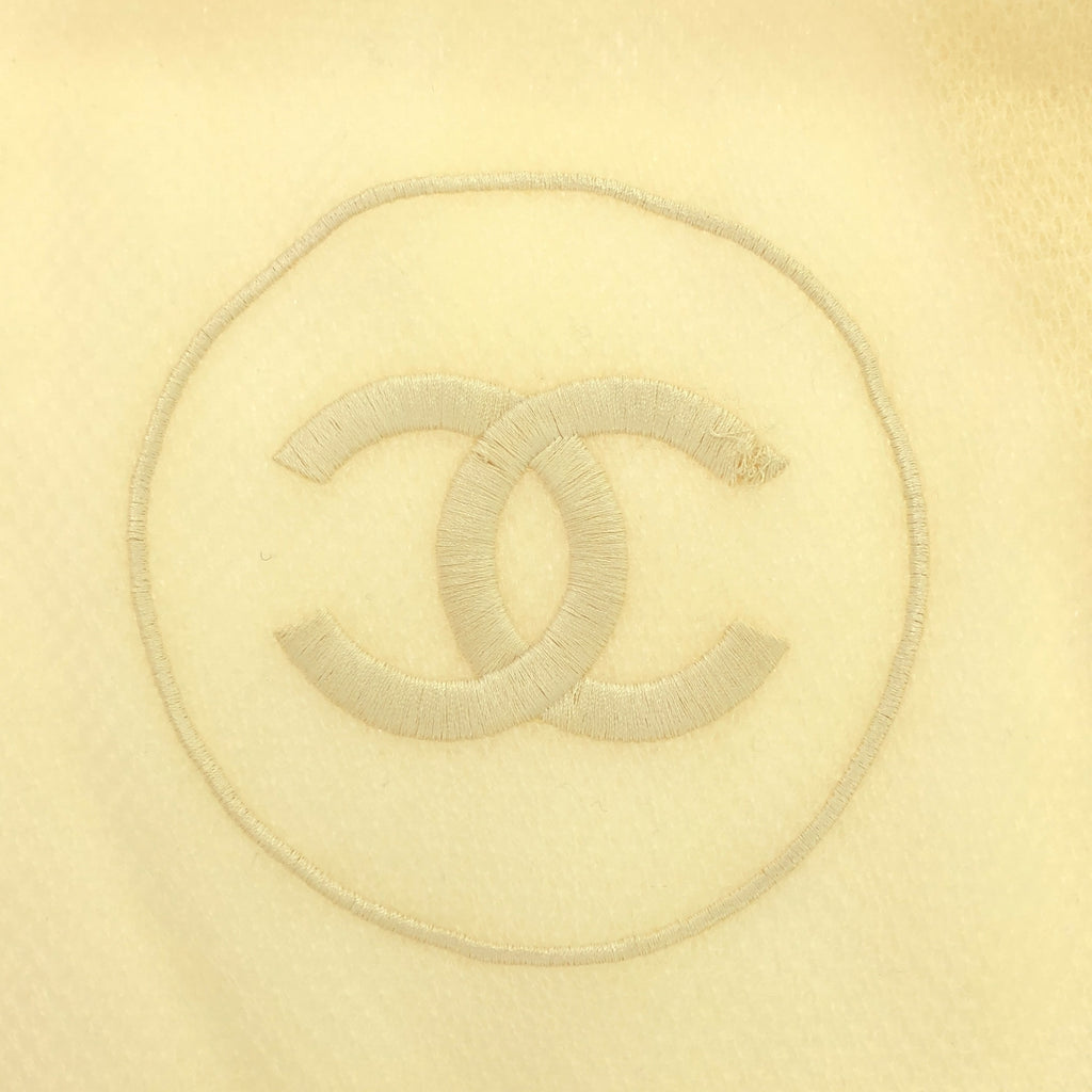 【美品】  CHANEL / シャネル | cashmere 100％ / カシミヤ ココマーク フリンジ 大判 ストール マフラー | エクリュ | レディース