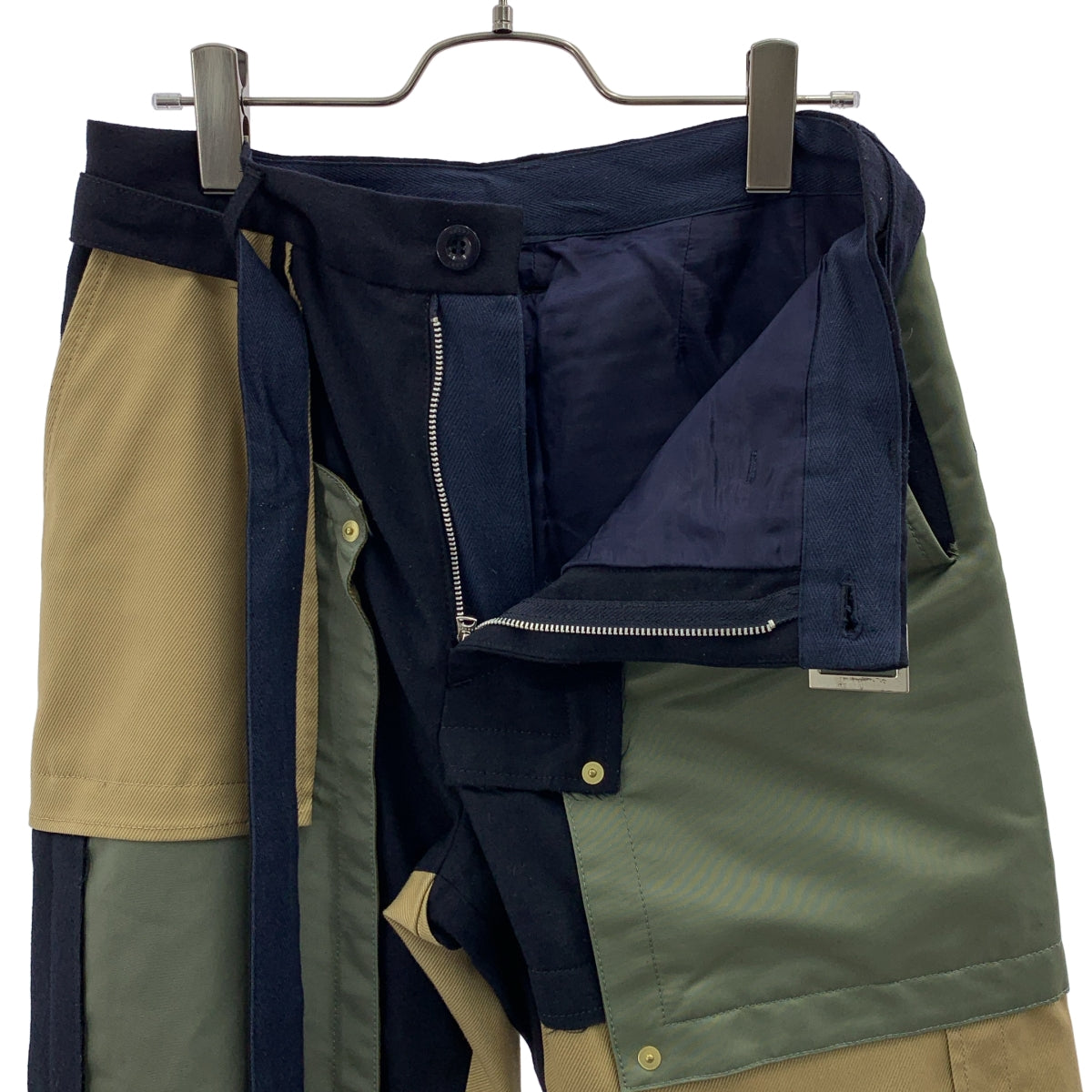 sacai / サカイ | Fabric Combo Pants 異素材拼接長褲 | 1 | 海軍藍/卡其色/米色 | 男裝