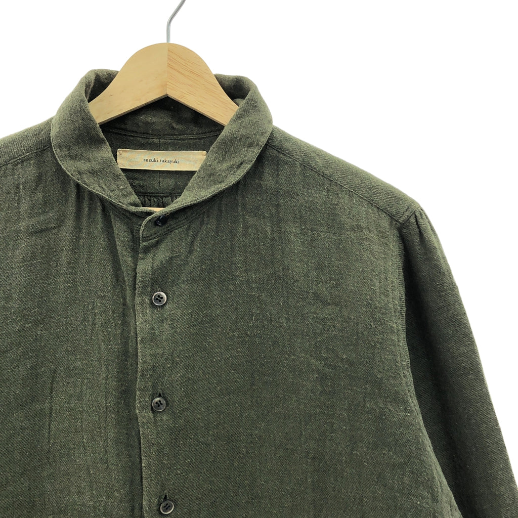 suzuki takayuki / スズキタカユキ | one piece shawl collar shirt リネン ウール ショールカラー シャツ | 1 | カーキ | メンズ