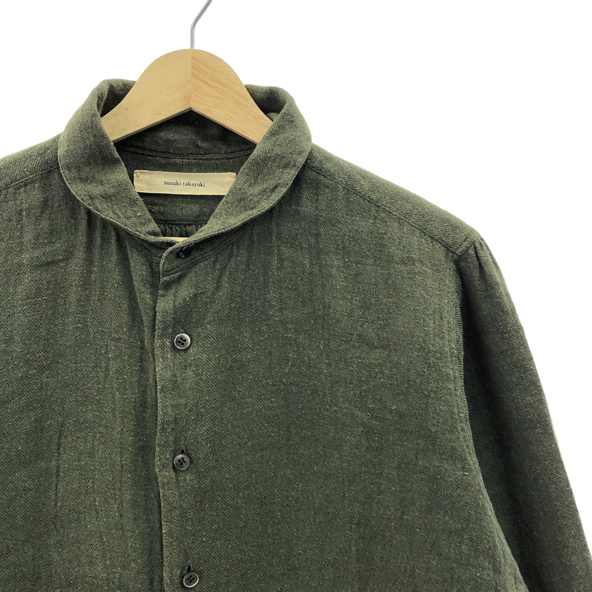 suzuki takayuki / スズキタカユキ | one piece shawl collar shirt リネン ウール ショールカラー シャツ | 1 | カーキ | メンズ