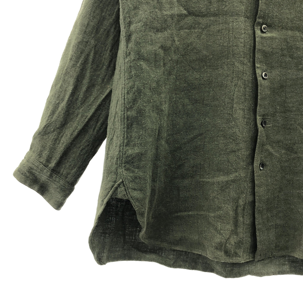 suzuki takayuki / スズキタカユキ | one piece shawl collar shirt リネン ウール ショールカラー シャツ | 1 | カーキ | メンズ