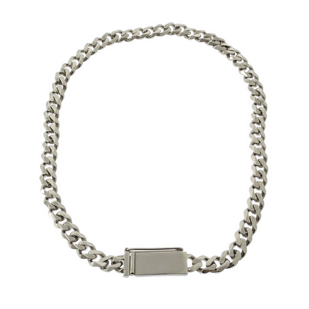 [狀況極佳] CALVIN KLEIN ID 扣式鏈條腰帶 | XS | 銀色 | 女款