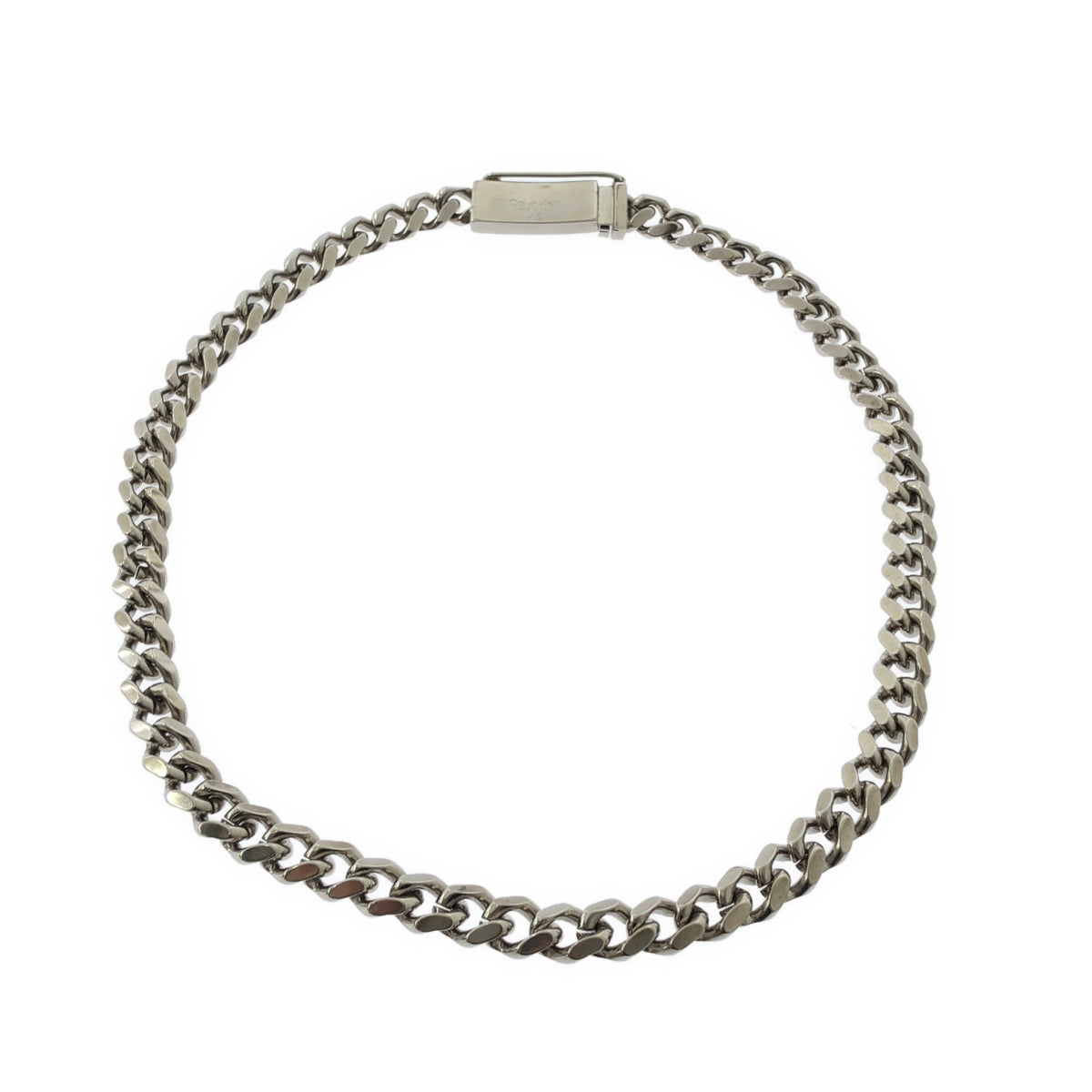 [狀況極佳] CALVIN KLEIN ID 扣式鏈條腰帶 | XS | 銀色 | 女款