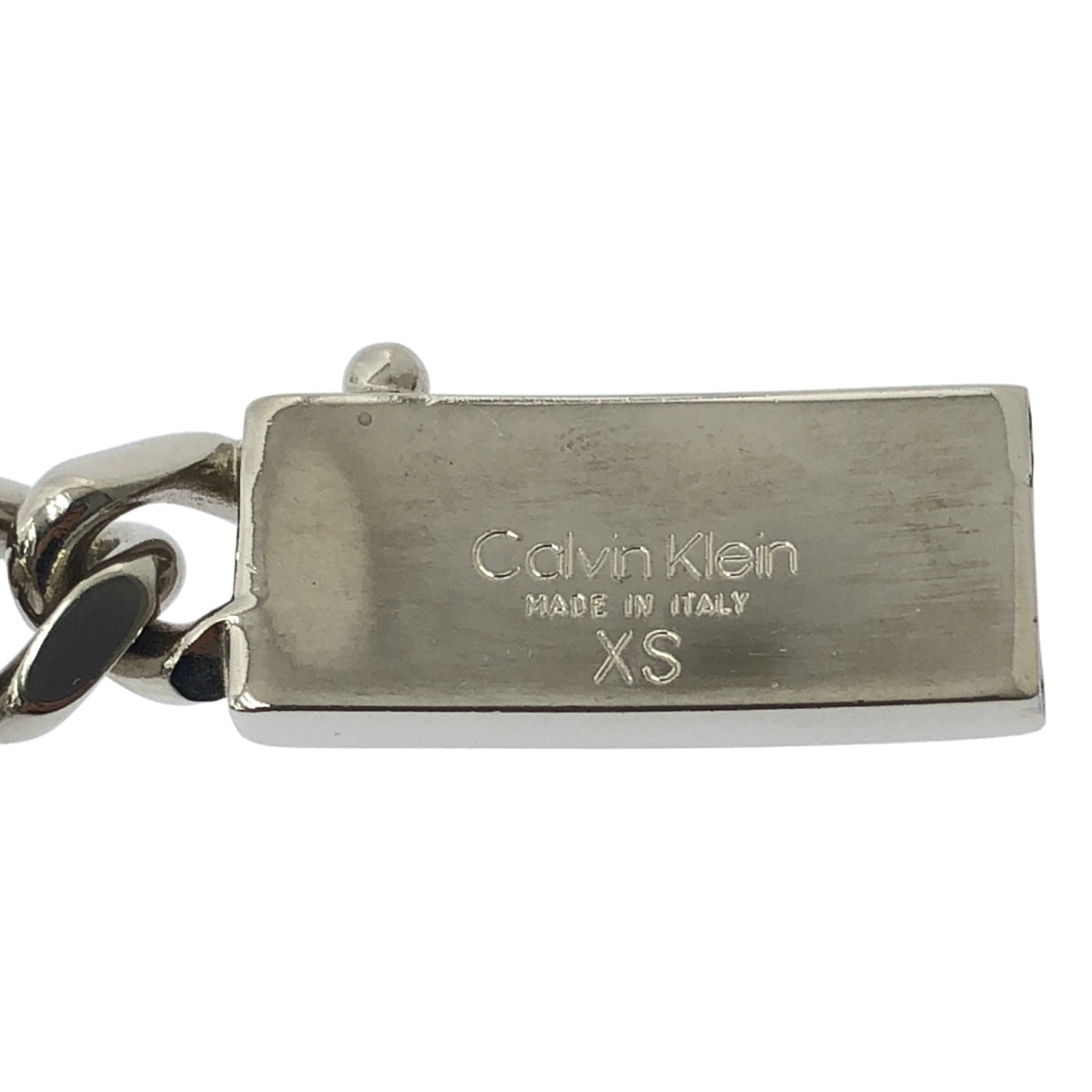 [狀況極佳] CALVIN KLEIN ID 扣式鏈條腰帶 | XS | 銀色 | 女款