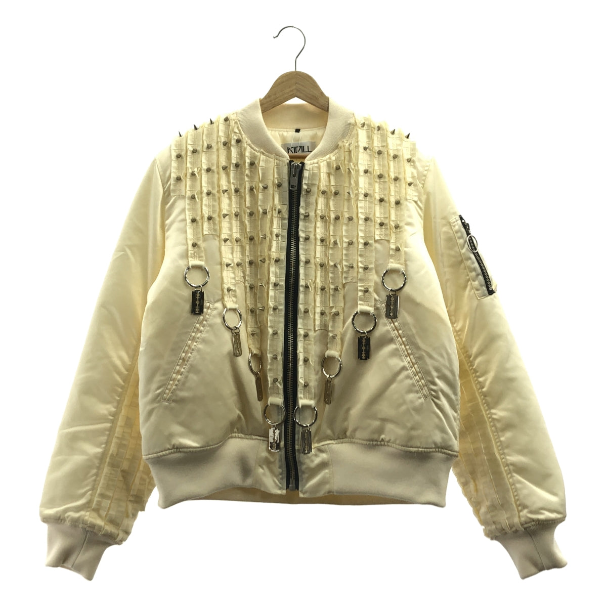 KIDILL | 2021 秋冬 | MA-1 鉚釘荷葉邊飛行員夾克 | 44 碼 | 白色 | 男款