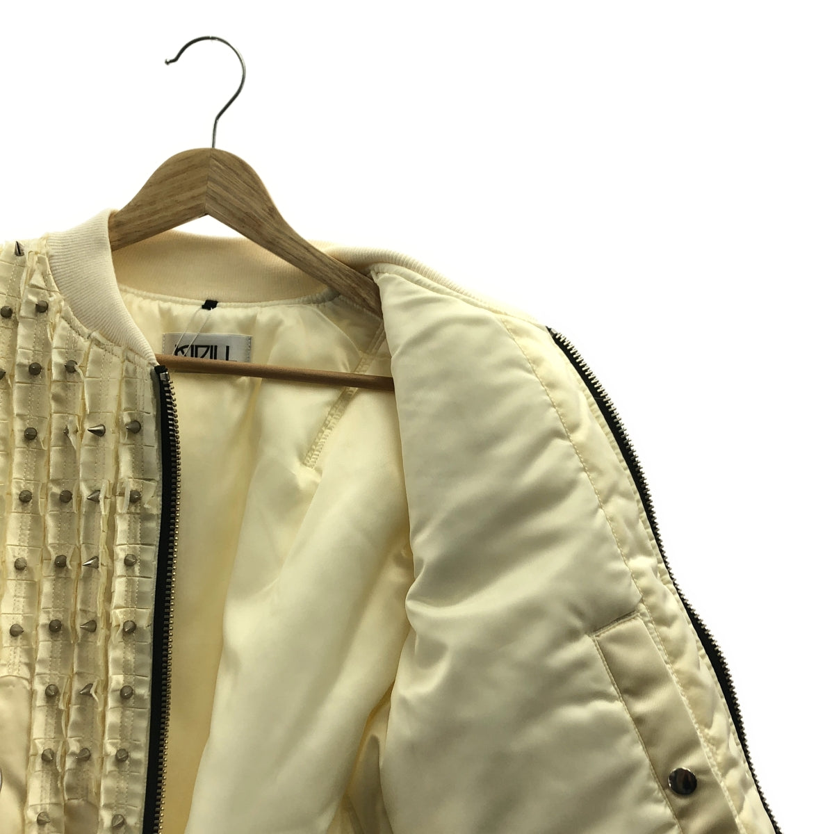 KIDILL | 2021 秋冬 | MA-1 鉚釘荷葉邊飛行員夾克 | 44 碼 | 白色 | 男款