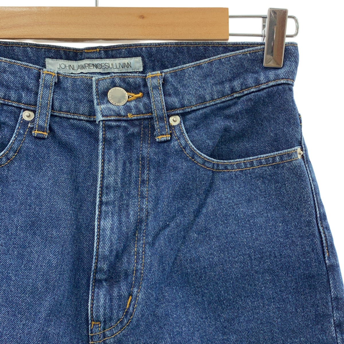 JOHN LAWRENCE SULLIVAN / 존 로렌스 설리반 | denim &amp; vegan leather bi-color pants 도킹 데님 바지 | M |