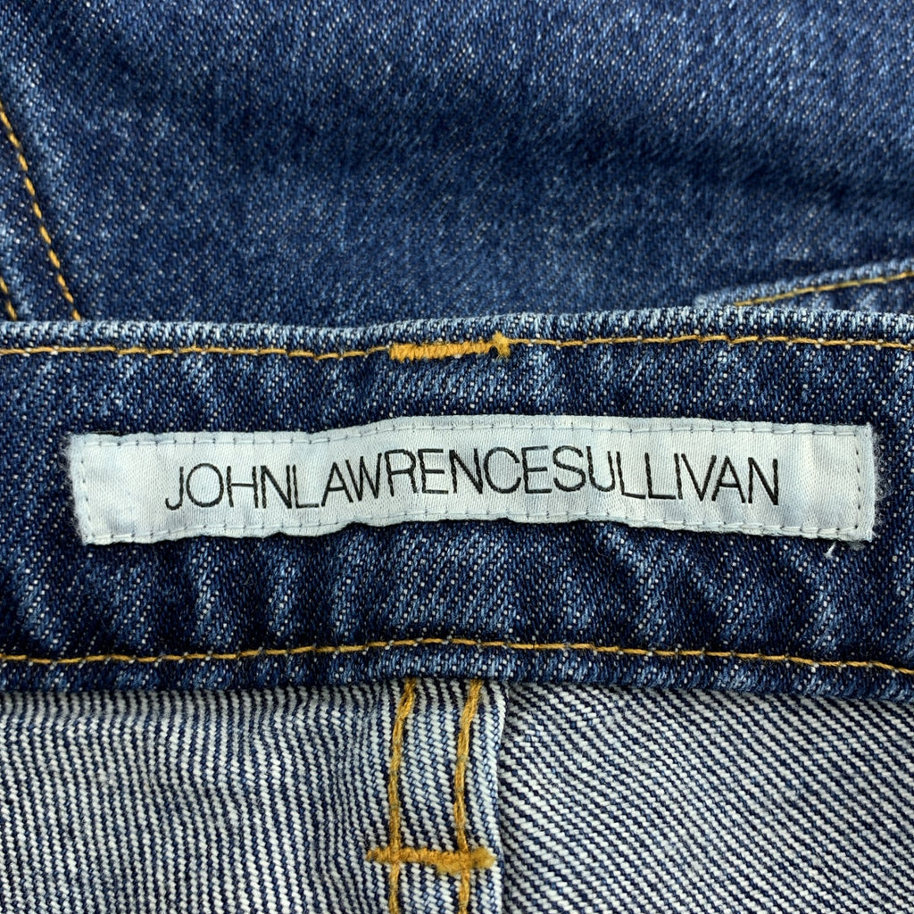 【美品】  JOHN LAWRENCE SULLIVAN / ジョンローレンスサリバン | denim & vegan leather bi-color pantsドッキング デニムパンツ | M | インディゴ/ブラック | レディース