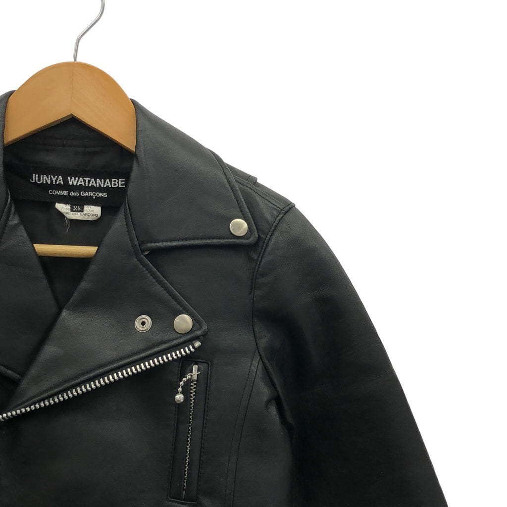 JUNYA WATANABE COMME des GARCONS / ジュンヤワタナベ | 2012SS | エコレザー ショート丈 ダブル ライダース ジャケット | XS | ブラック | レディース