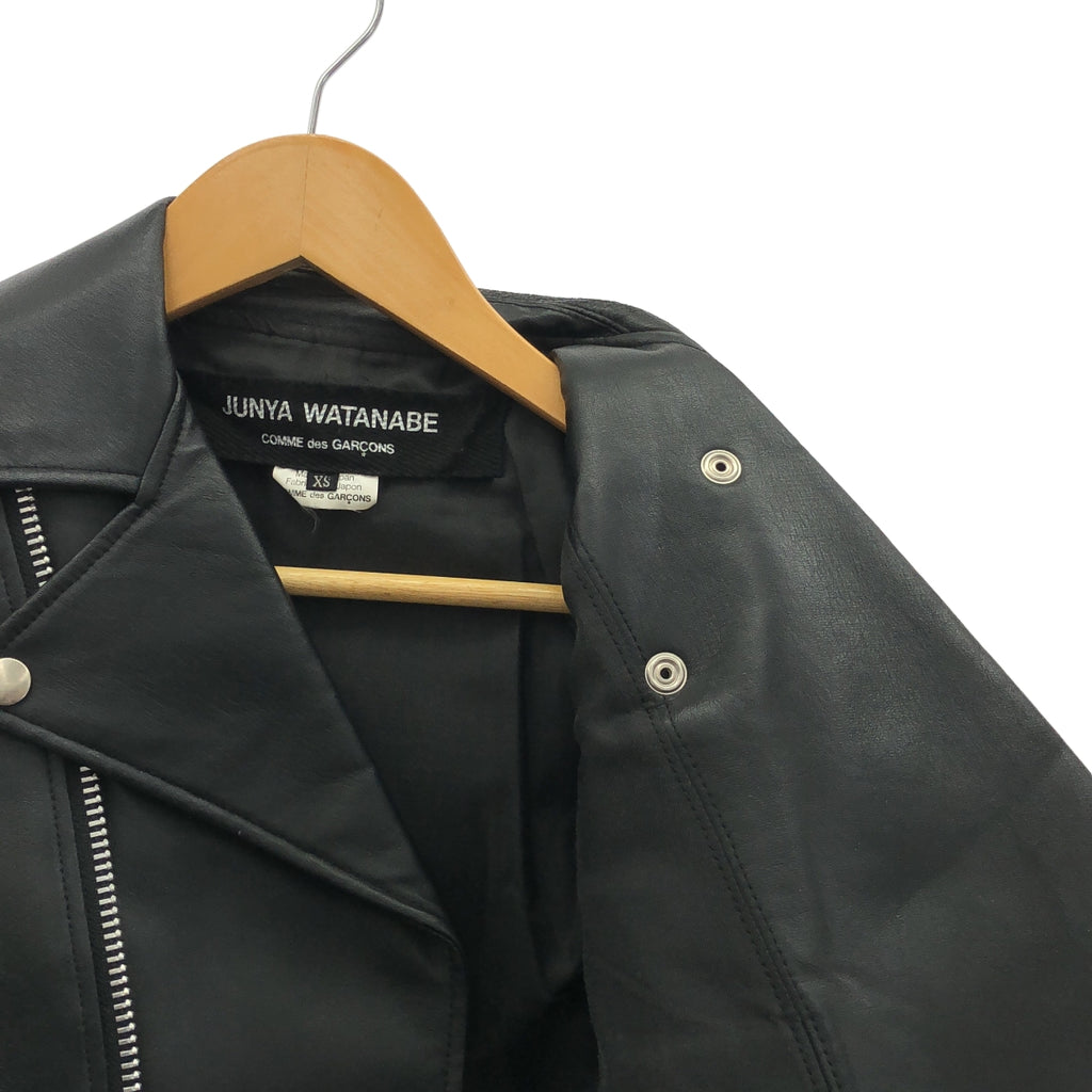 JUNYA WATANABE COMME des GARCONS / ジュンヤワタナベ | 2012SS | エコレザー ショート丈 ダブル ライダース ジャケット | XS | ブラック | レディース