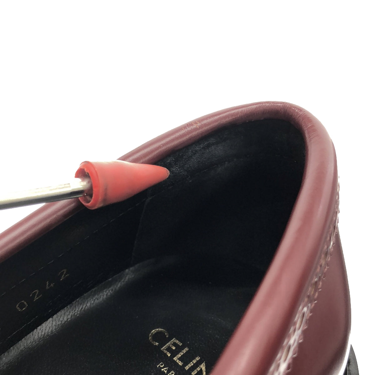 [Good Condition] CELINE | Eddie Triomphe Chain Margaret Loafers | Size 39 | Burgundy/Gold | Women's