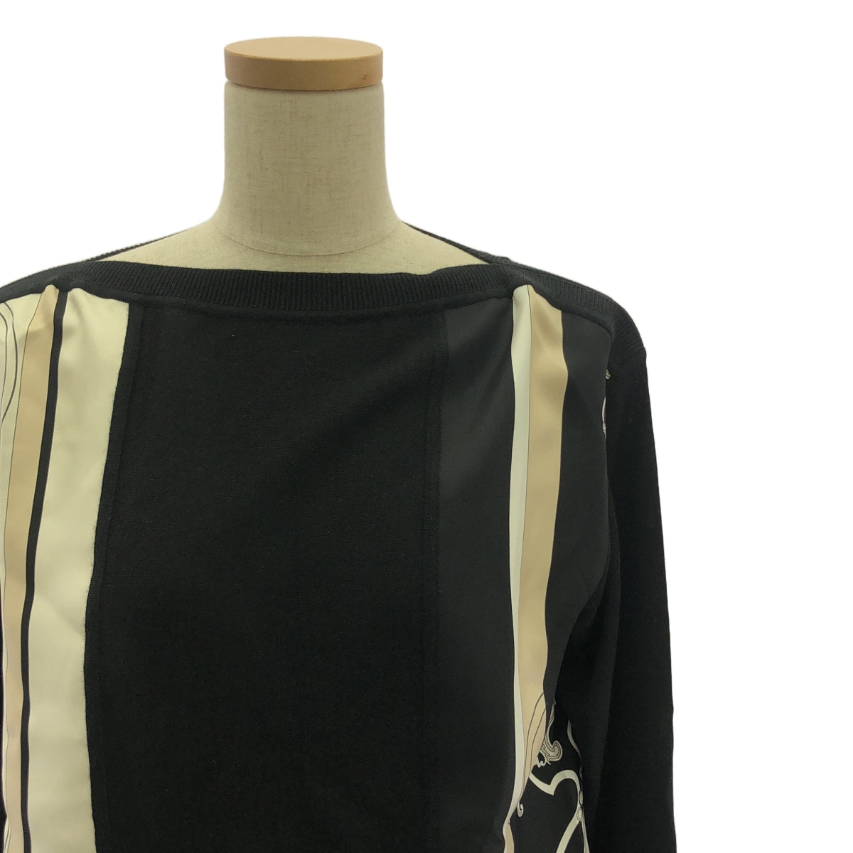 HERMES | 2023SS | Exlibris Twill Reine / Cashmere and silk mixed material switching all-over pattern scarf knit | 34 | Women's