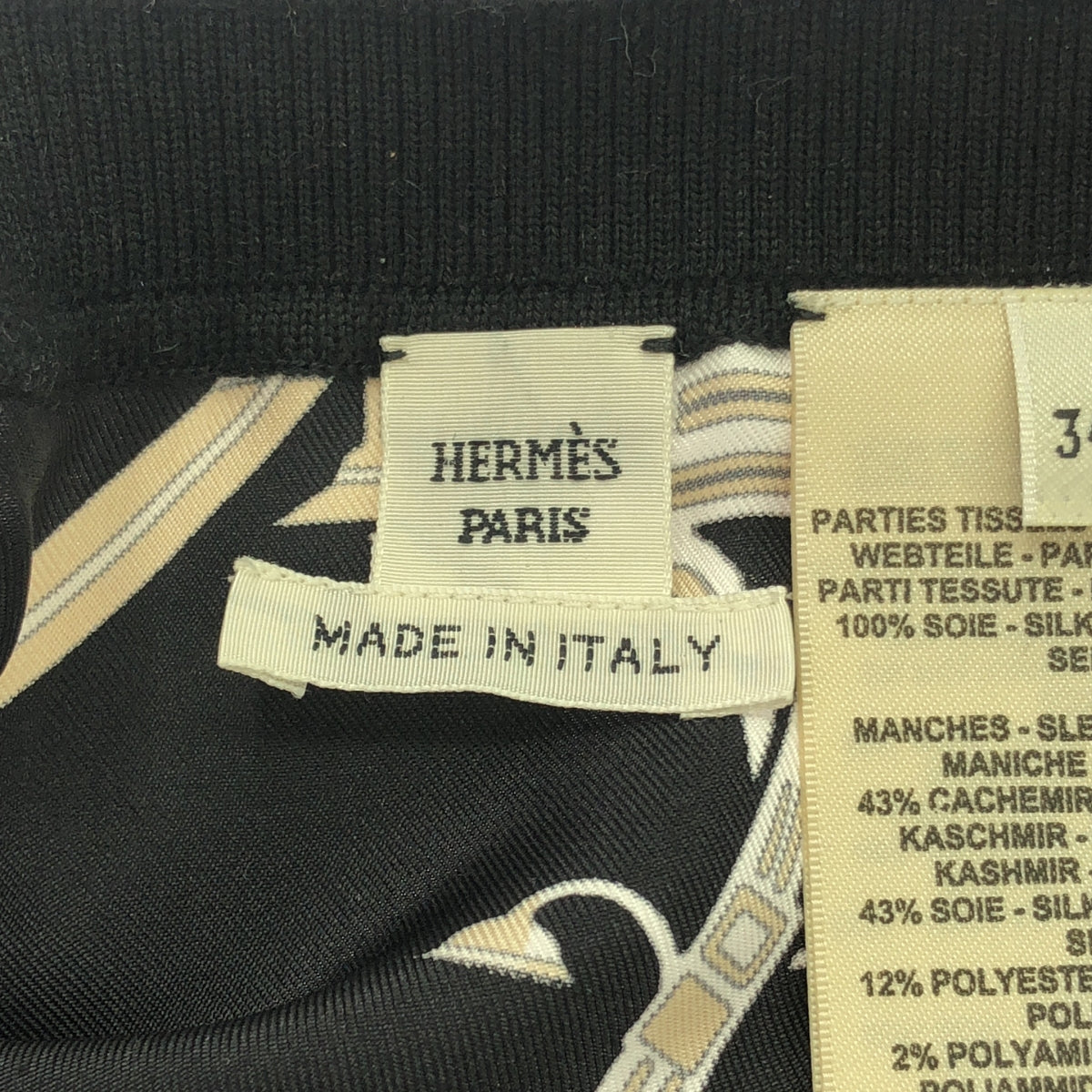 HERMES | 2023SS | Exlibris Twill Reine / Cashmere and silk mixed material switching all-over pattern scarf knit | 34 | Women's