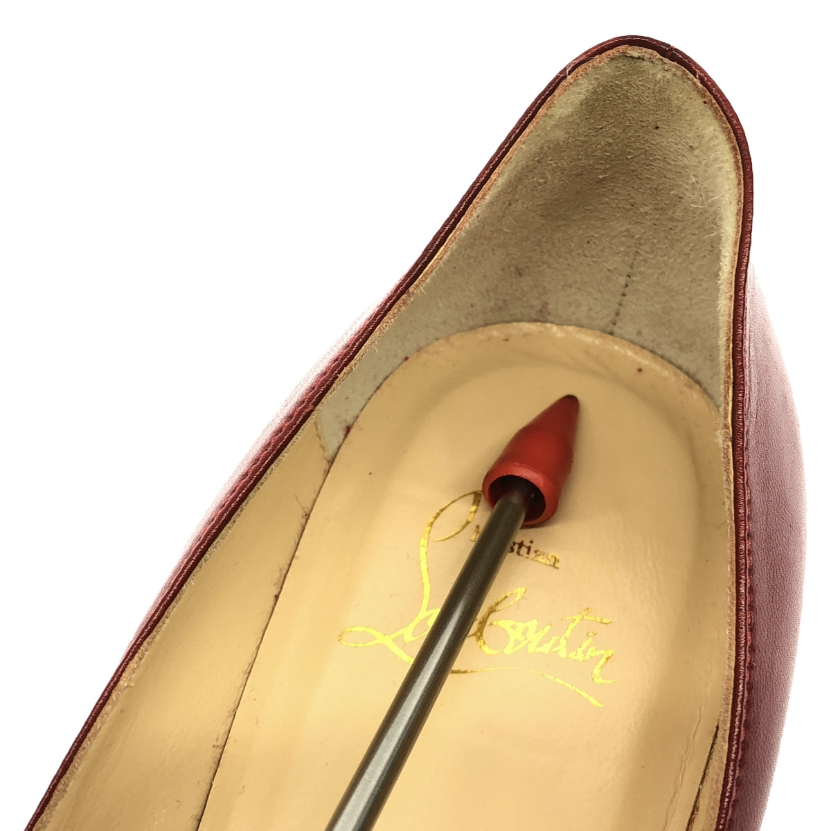 Christian Louboutin / クリスチャンルブタン | Geo Spiked Cap Toe Pumps スパイクドキャップトゥ レザー パンプス | 37.5 | レッド | レディース