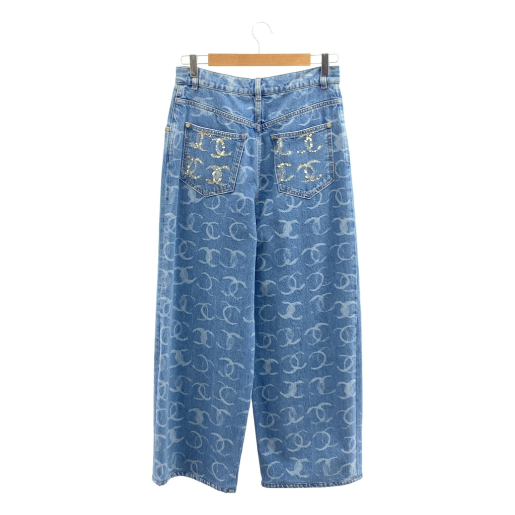 CHANEL / シャネル | ココマーク ワイド デニム パンツ / スパンコール P75557 | 36 | レディース
