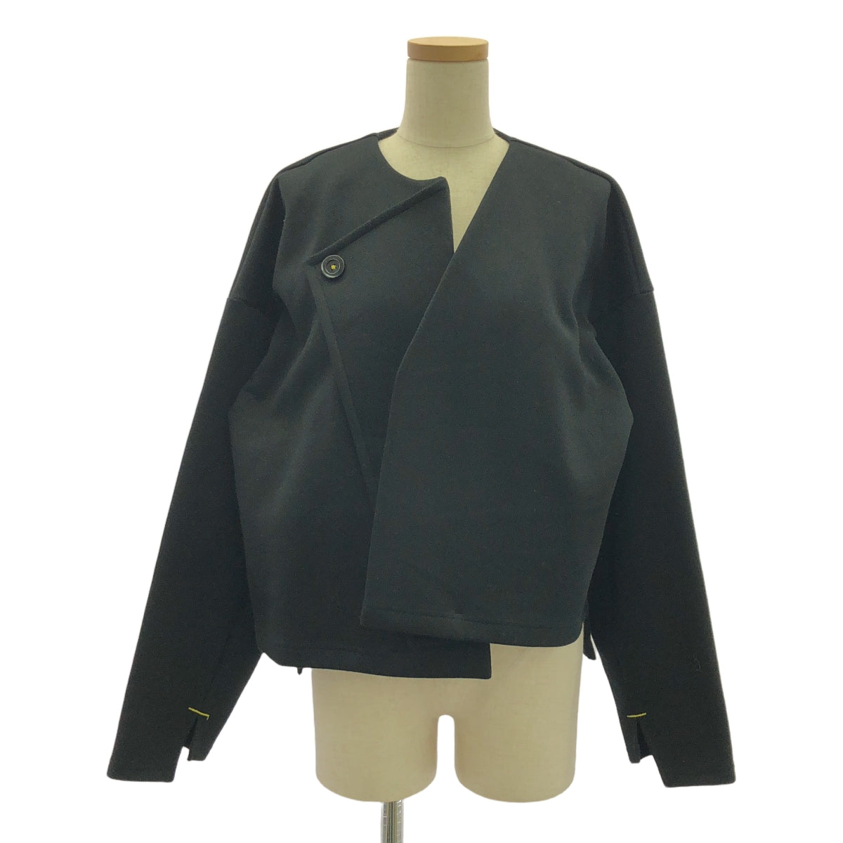 【美品】  nagonstans / ナゴンスタンス | flap cardigan / ストレッチ カーディガン ジャケット | M | black | レディース