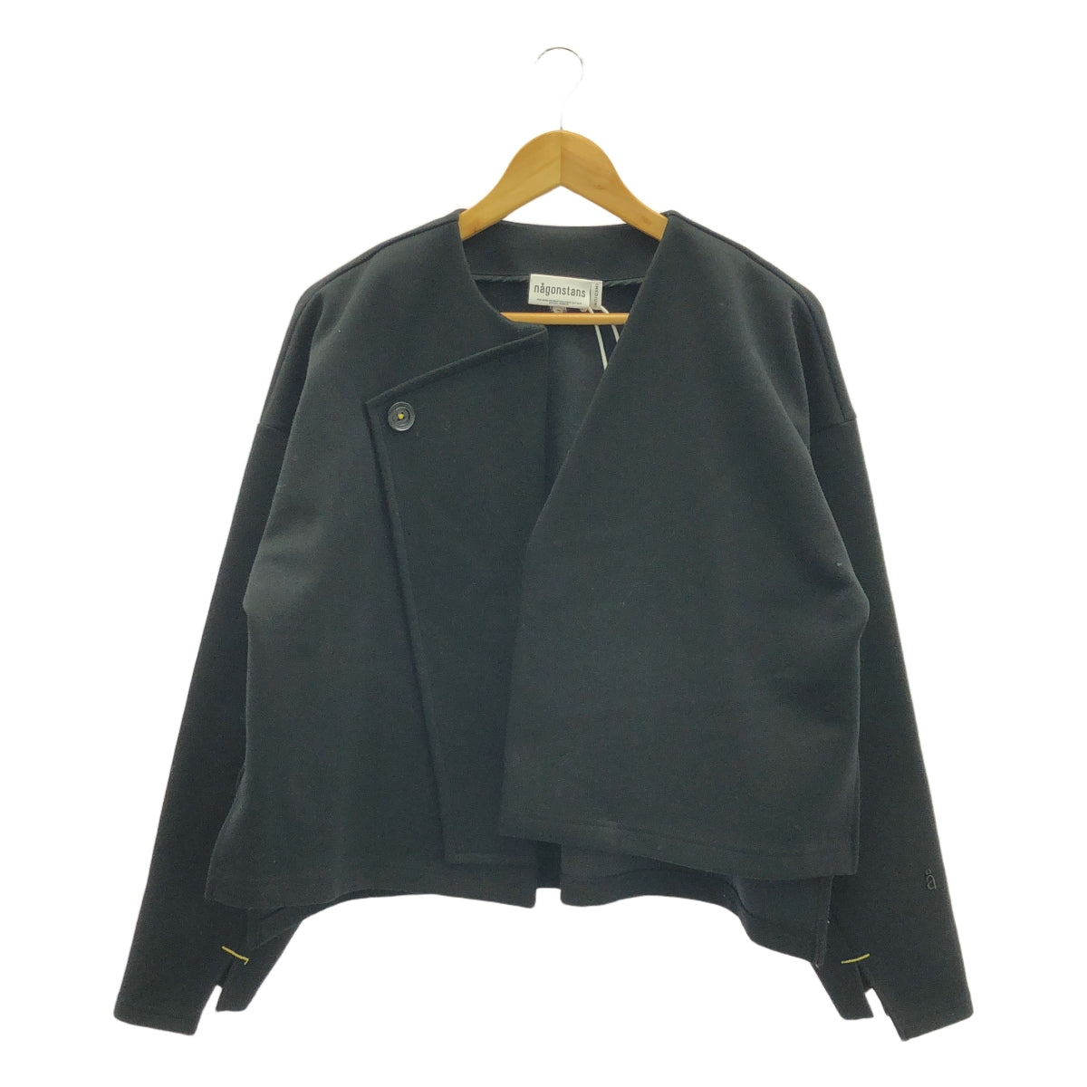【美品】  nagonstans / ナゴンスタンス | flap cardigan / ストレッチ カーディガン ジャケット | M | black | レディース