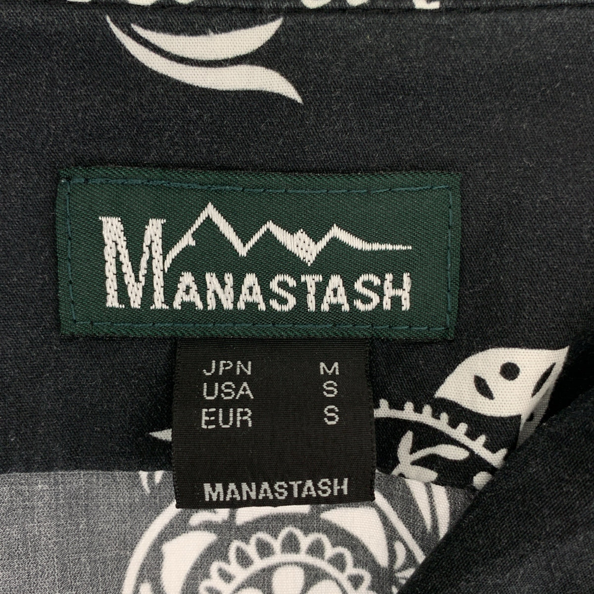 Manastash / マナスタッシュ | コットン レーヨン 総柄 オープンカラーシャツ | M | ブラック/ホワイト | メンズ