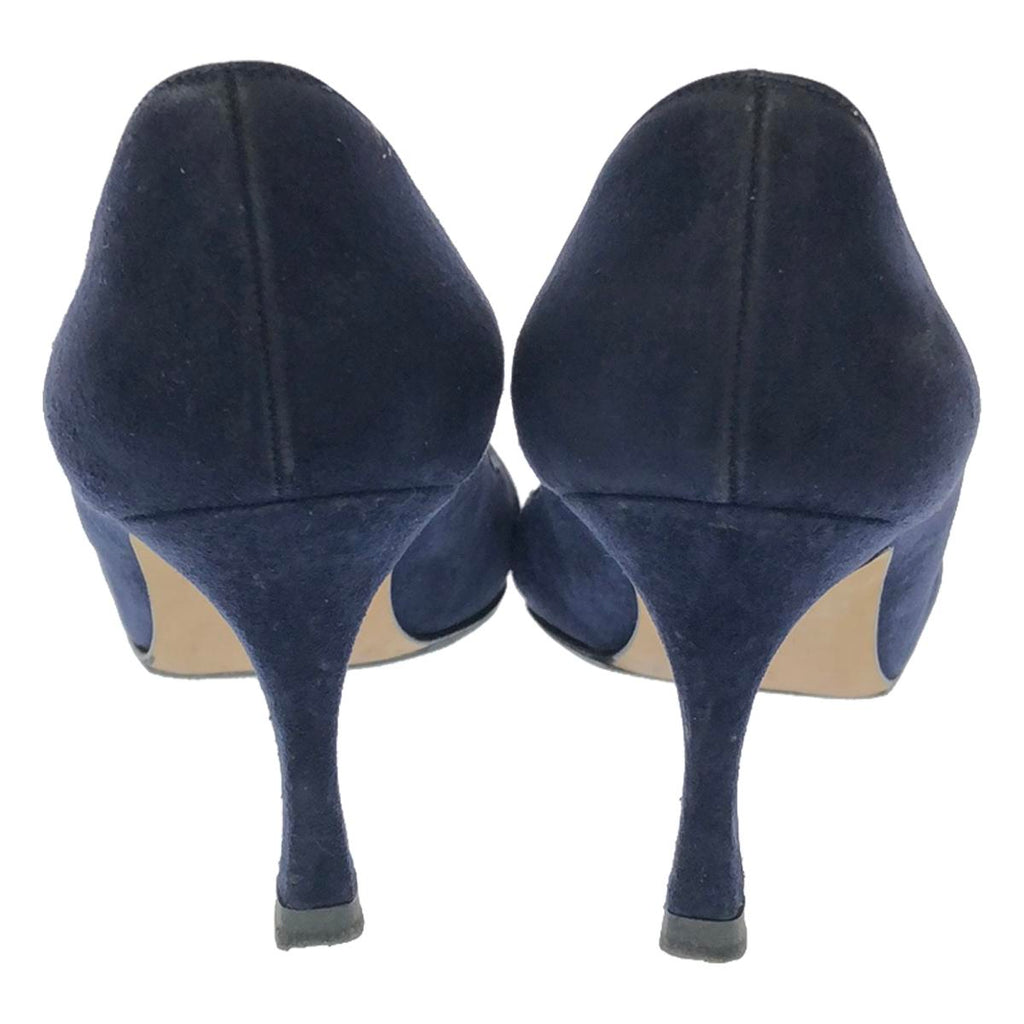 MANOLO BLAHNIK / マノロブラニク | スエード ポインテッドトゥ ヒール パンプス | 37 1/2 | ダークネイビー | レディース