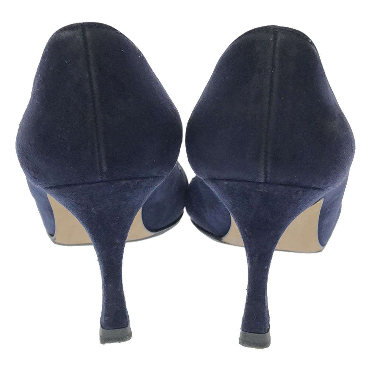 MANOLO BLAHNIK / マノロブラニク | スエード ポインテッドトゥ ヒール パンプス | 37 1/2 | ダークネイビー | レディース