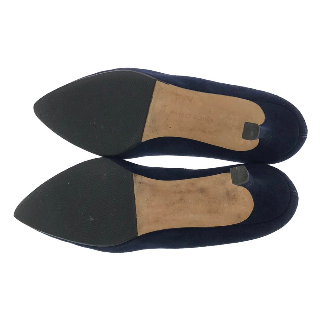 MANOLO BLAHNIK / マノロブラニク | スエード ポインテッドトゥ ヒール パンプス | 37 1/2 | ダークネイビー | レディース