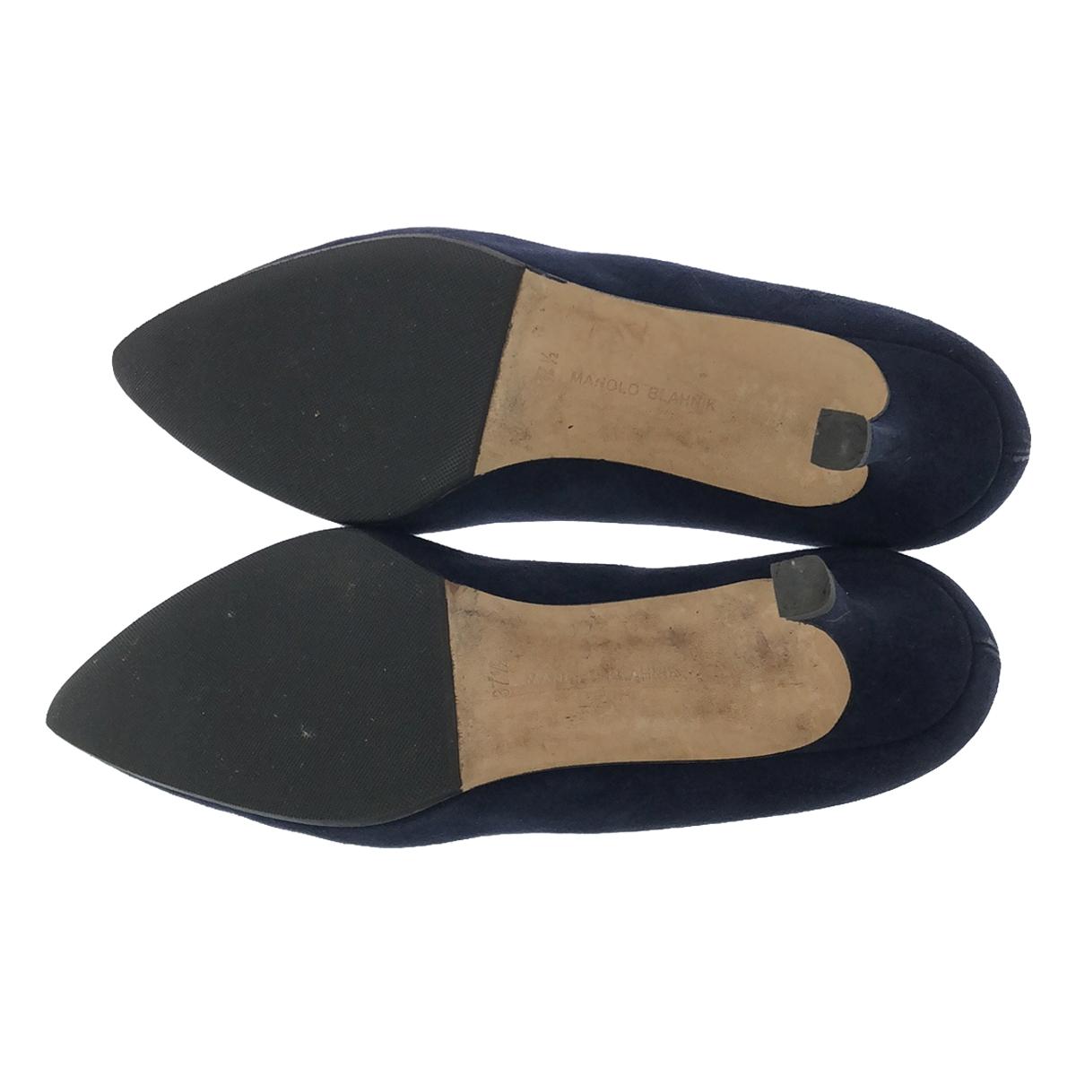 MANOLO BLAHNIK / マノロブラニク | スエード ポインテッドトゥ ヒール パンプス | 37 1/2 | ダークネイビー | レディース