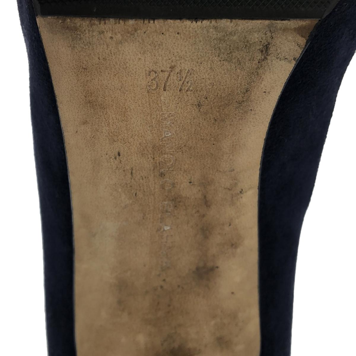 MANOLO BLAHNIK / マノロブラニク | スエード ポインテッドトゥ ヒール パンプス | 37 1/2 | ダークネイビー | レディース