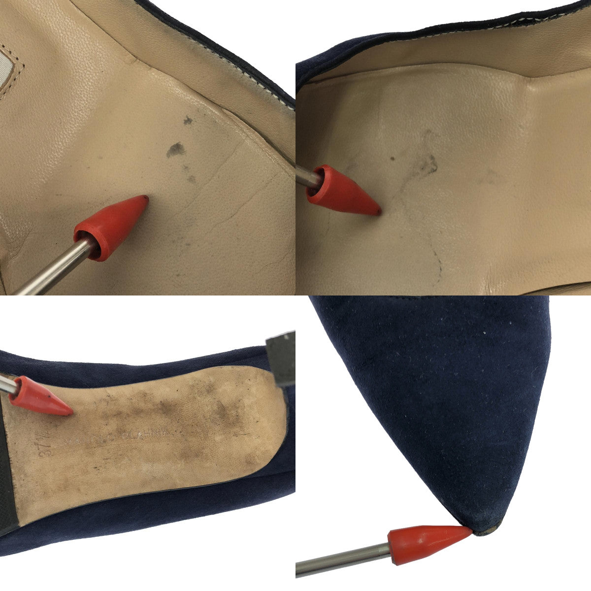 MANOLO BLAHNIK / マノロブラニク | スエード ポインテッドトゥ ヒール パンプス | 37 1/2 | ダークネイビー | レディース