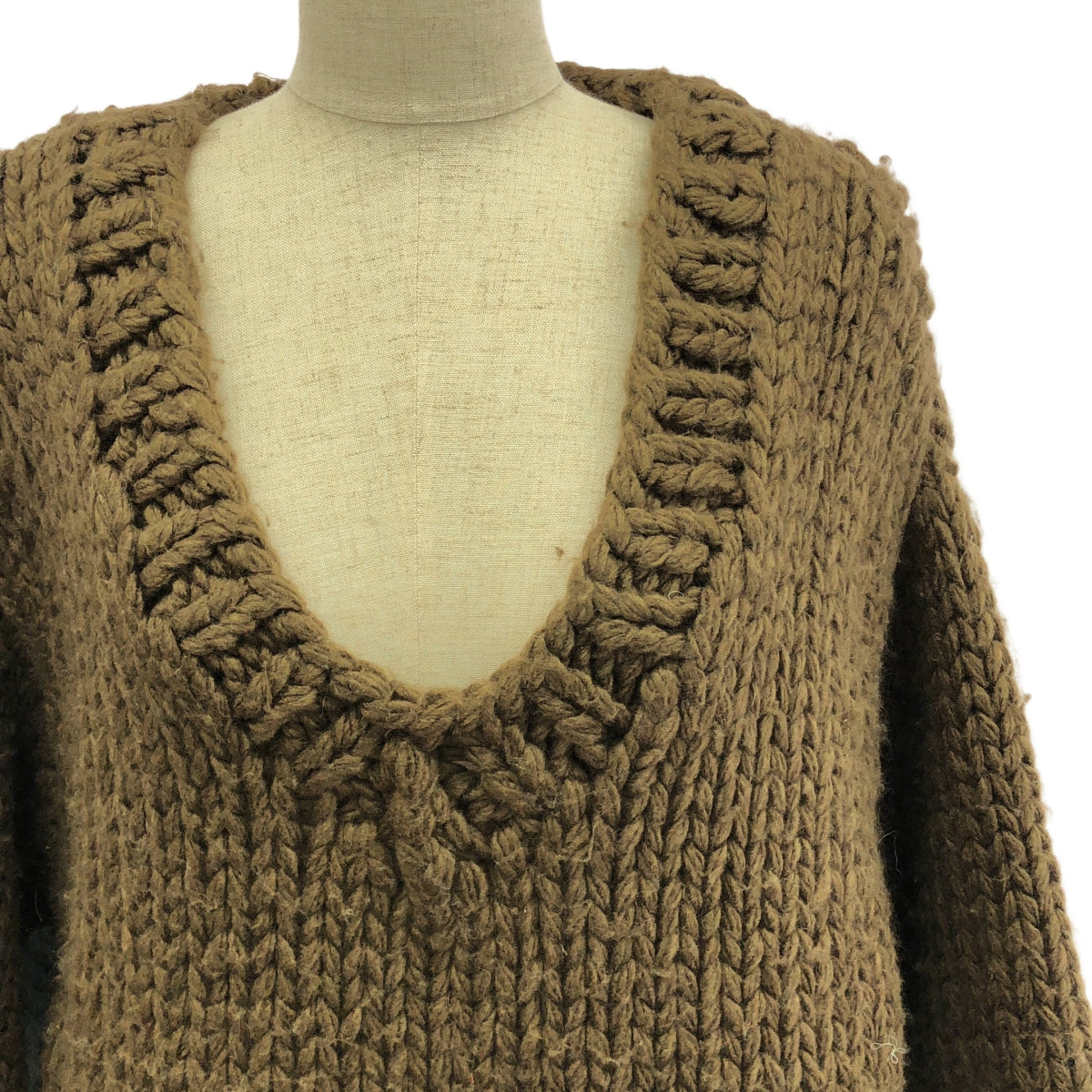 LEINWANDE / ラインヴァンド | Nuts Over Knit / ウール アジャスター ボリュームスリーブ ニット セーター | F | ブラウン/ブラック/ブルー | レディース