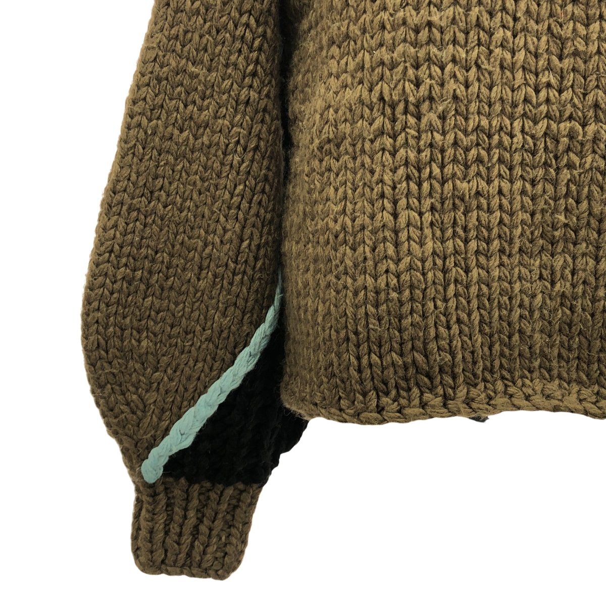 LEINWANDE / 라인 밴드 | Nuts Over Knit / 울 어저스터 볼륨 슬리브 니트 스웨터 | F | 브라운/블랙/블루 | 여성