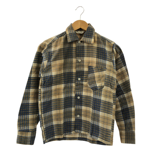 VINTAGE / Vintage clothing | 60s-70s Wash'n Wear cotton flannel check shirt | Size 14 | Blue/Beige | Men's