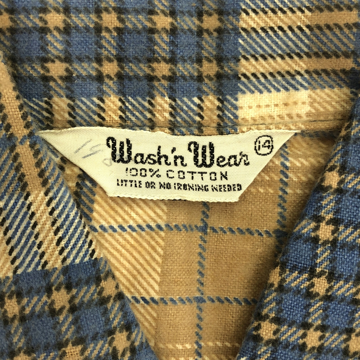 VINTAGE / ヴィンテージ古着 | 60s～70s Wash'n Wear コットン フランネル チェックシャツ | 14 | ブルー / ベージュ | メンズ