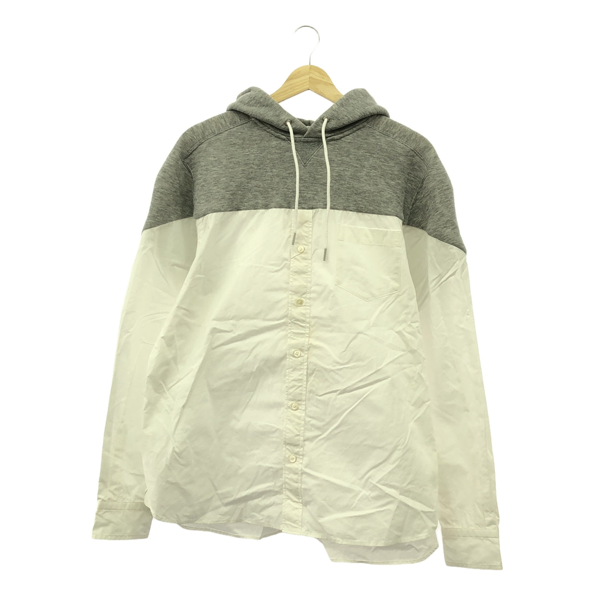 sacai / 사카이 | 다른 소재 도킹 풀오버 후드 | 2 | 그레이 / 화이트 | 여성