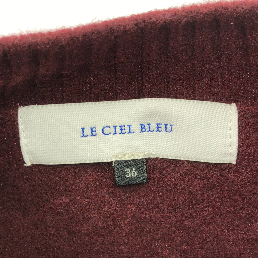 LE CIEL BLEU / ルシェルブルー | Wool Cashmere Crew Neck Knit ウール カシミヤ クルーネック ニット | 36 | ボルドー | レディース
