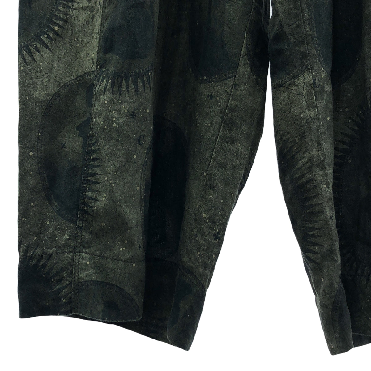【美品】  ziggy chen / ジギーチェン | 2022SS | 総柄 ドローストリング ワイドパンツ | 46 | ブラック/グレー系 | メンズ
