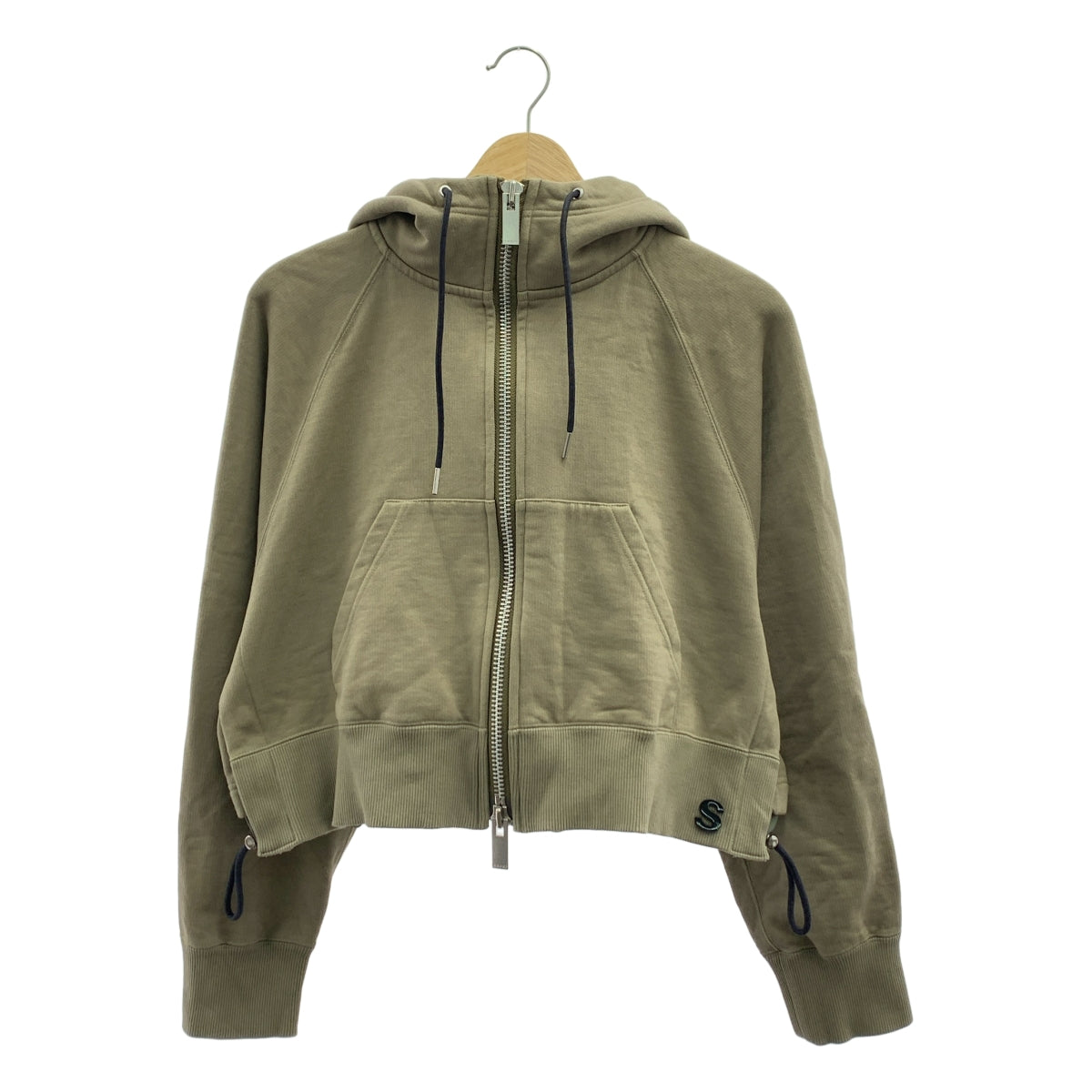 sacai | S Logo 褶皺下擺雙拉鍊連帽派克大衣 | 3 碼 | 女款