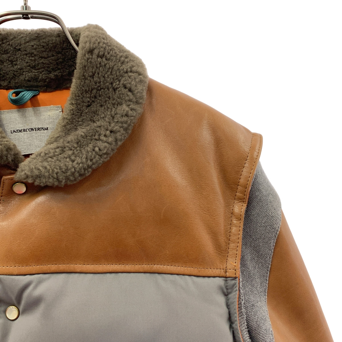 UNDERCOVERISM / 언더카바이즘 | 2012AW | PSYCHO COLOR기 LEATHER NYLON DOWN JACKET 가죽 나일론 도킹 다운 재킷 | 3 | 맨즈