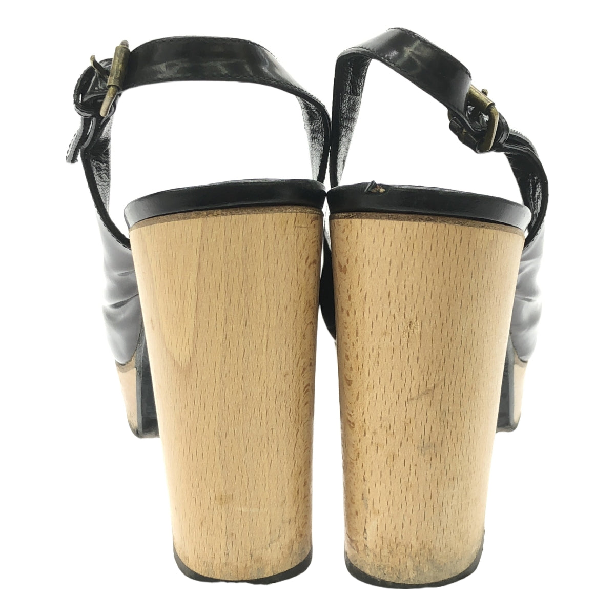 Chloe / クロエ | レザー ウッドチャンキーヒール ストラップ パンプス