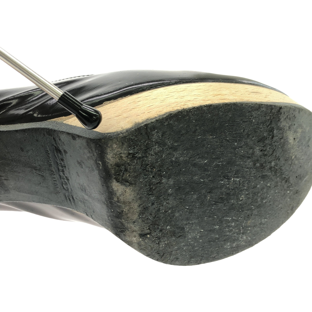 Chloe / クロエ | レザー ウッドチャンキーヒール ストラップ パンプス | 37 | ブラック | レディース