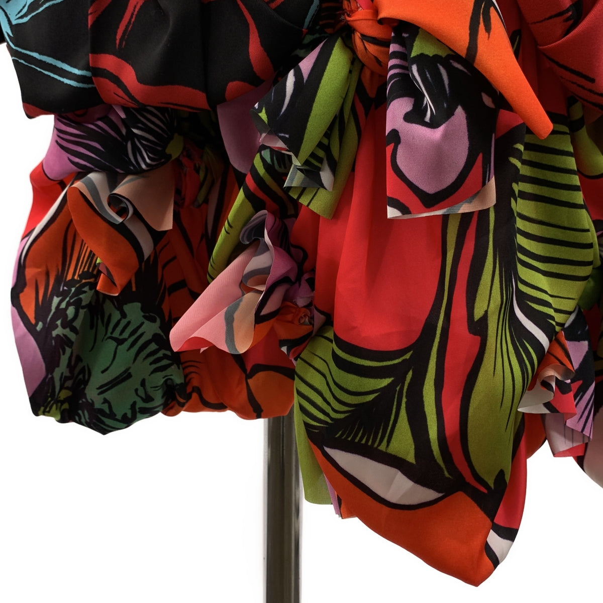 COMME des GARCONS / 콤데 갤슨 | 2022AW | 폴리 에스테르 변형 리본 프릴 장식 롱 재킷 코트 / 총 안감 | S | 여성