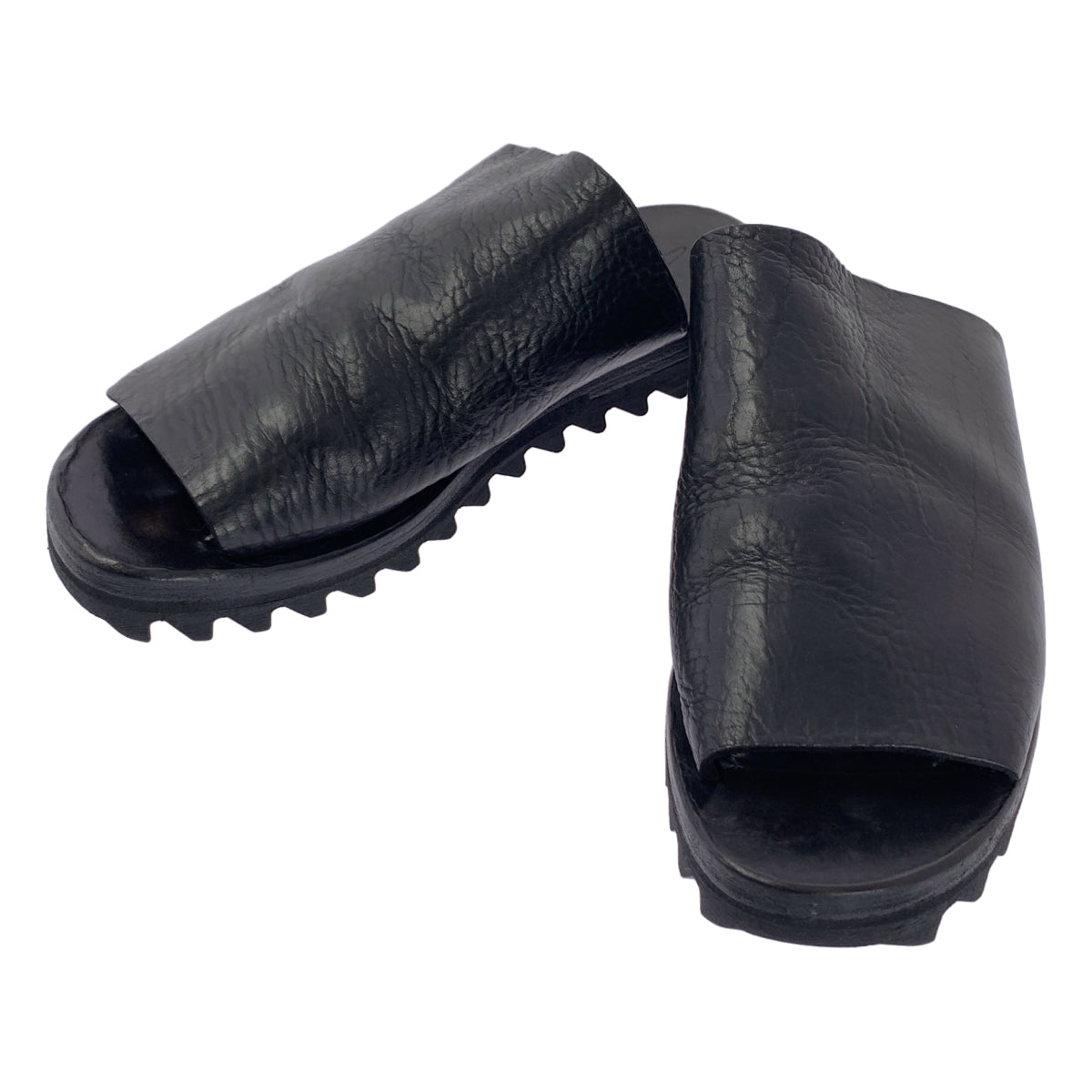 [狀況極佳] DIMISSIANOS&amp;MILLER | 鯊魚鞋底皮革涼鞋/穆勒鞋 | 黑色 | 男士