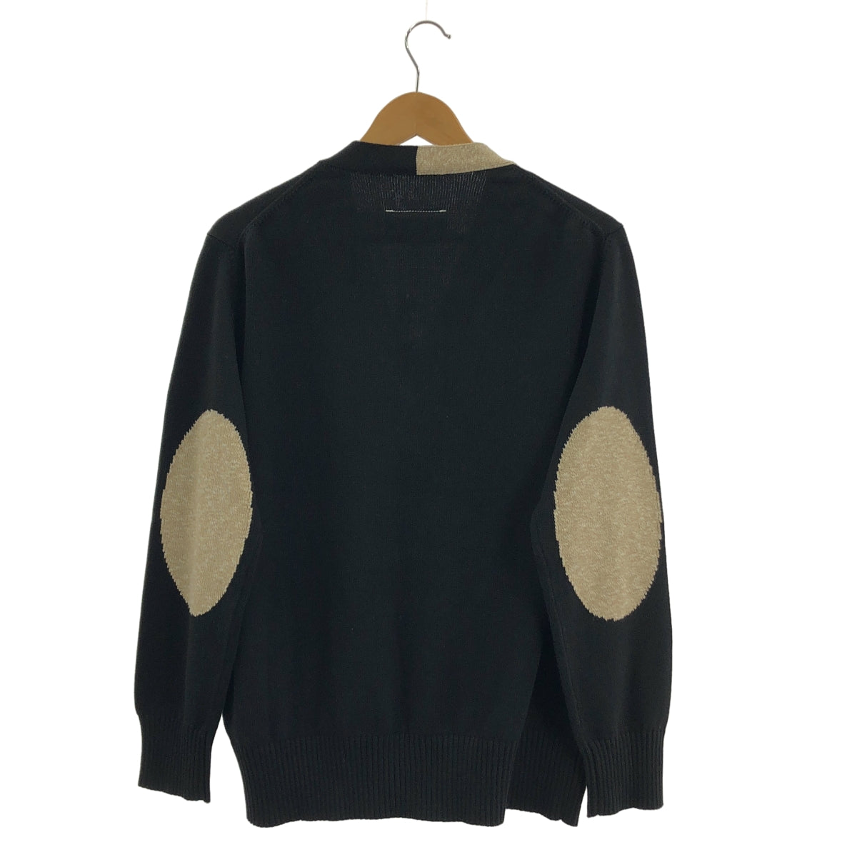 【美品】  MM6 Maison Margiela / エムエムシックスメゾンマルジェラ | 2020AW | ウール バイカラー ニット カーディガン | S | ブラック/ベージュ | レディース