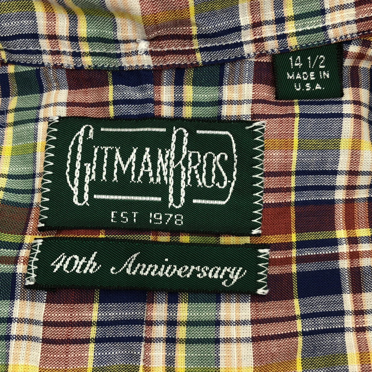 GITMAN BROS / 깃맨 브라더스 | 40TH ANNIVERSARY 체크 버튼 다운 셔츠 | 14 1/2 | 멀티 컬러 | 남성