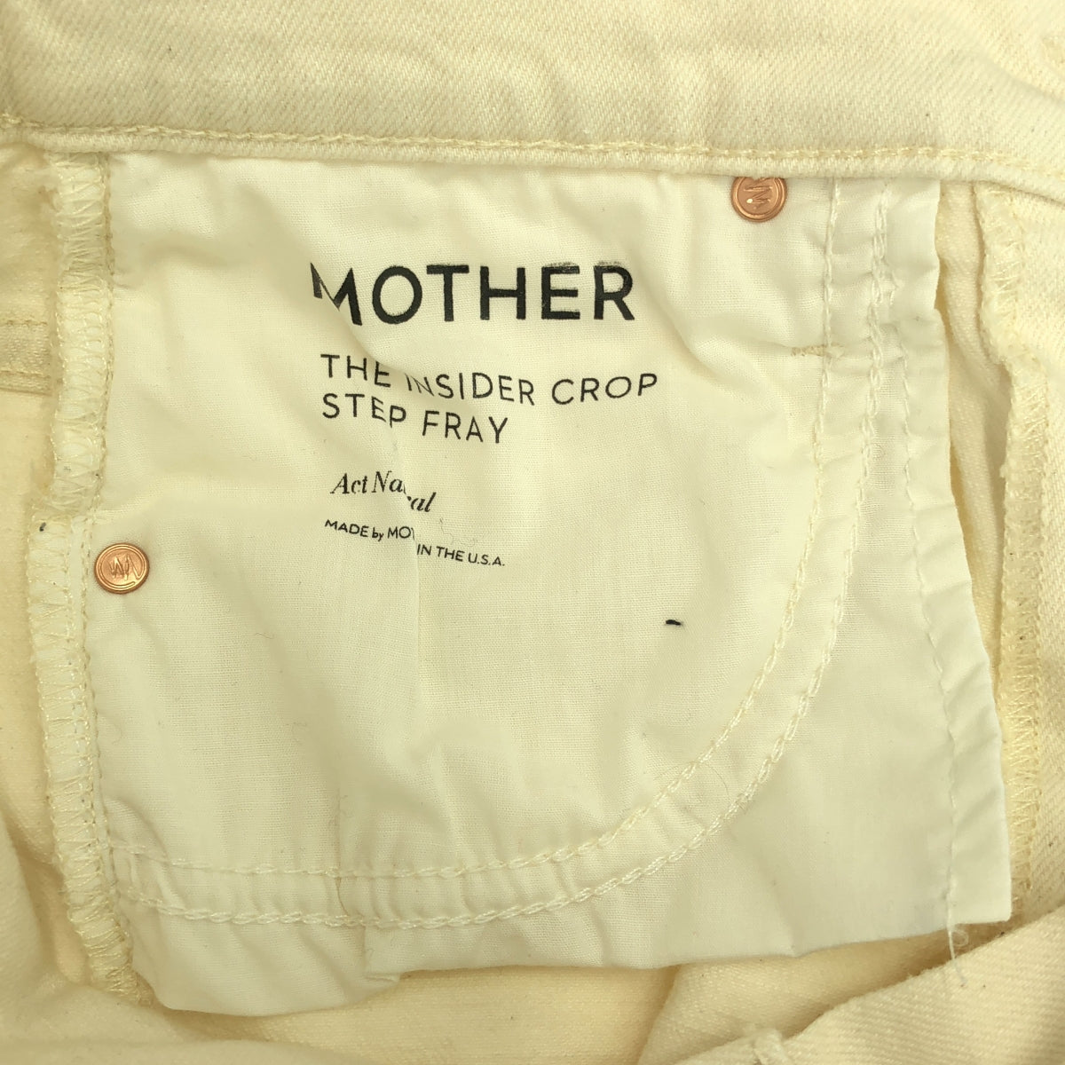 MOTHER / 마더 | THE INSIDER CROP STEP FRAY 컷오프 플레어 데님 팬츠 | 26 | 아이보리 | 여성