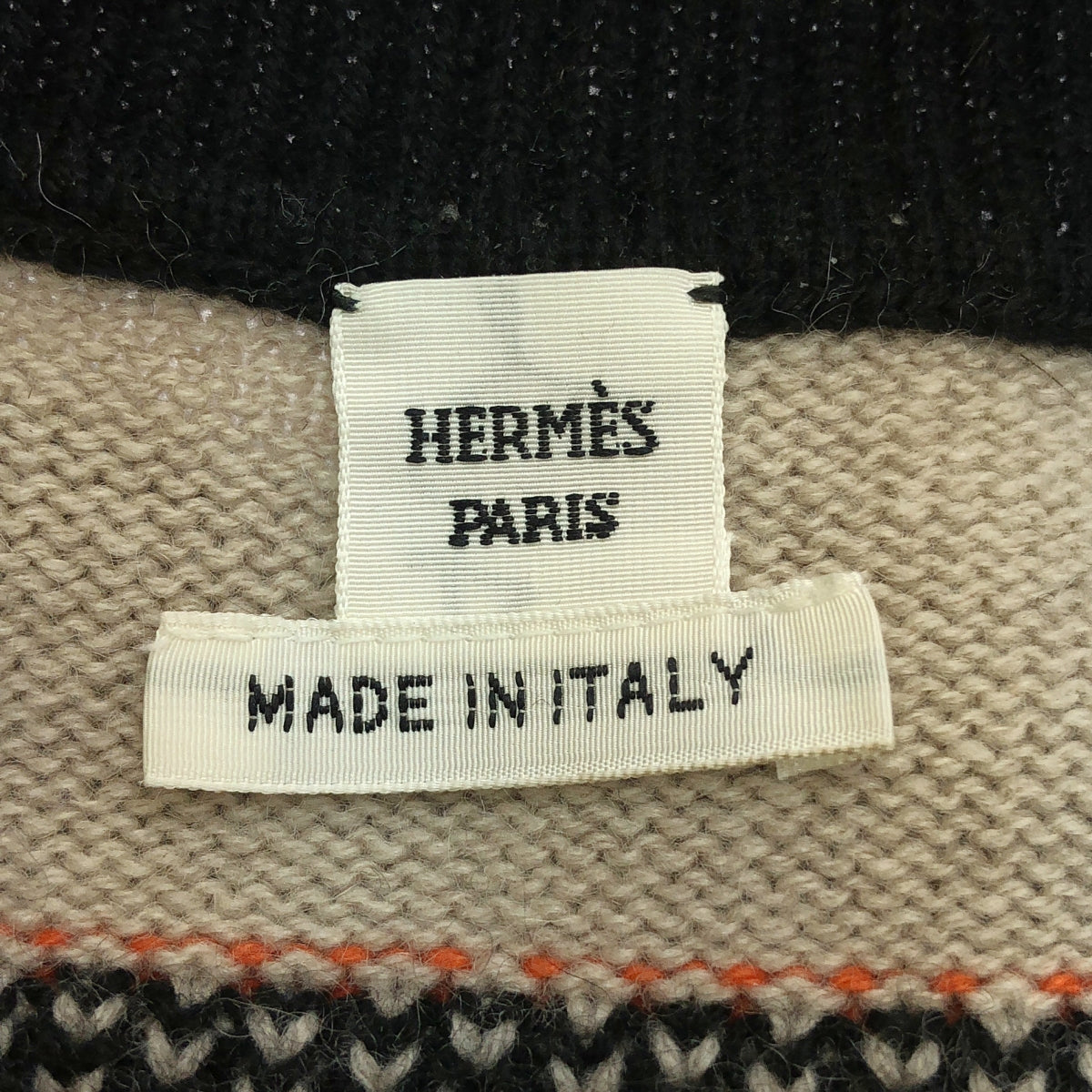 【미품】 HERMES / 헤르메스 | 2023AW | BRIDES de GALA Tartan / 캐시미어 니트 카디건 | 34 | 오렌지 / 블랙 / 베이지 |