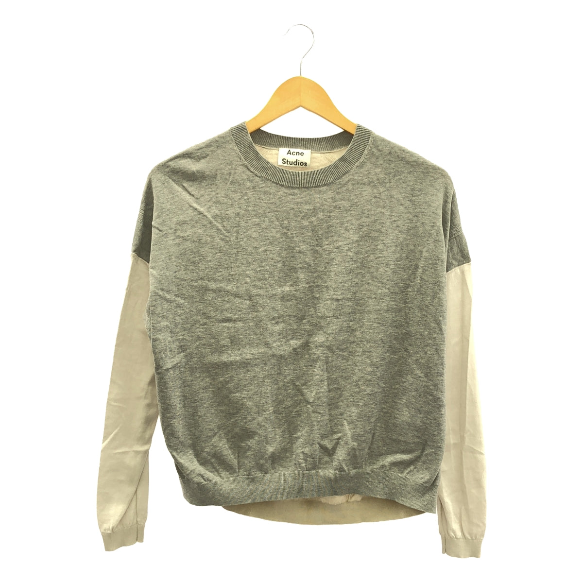 Acne Studios | KAINOA Cotton Twill Pullover Knit | XXS | Grey/Beige | Women's